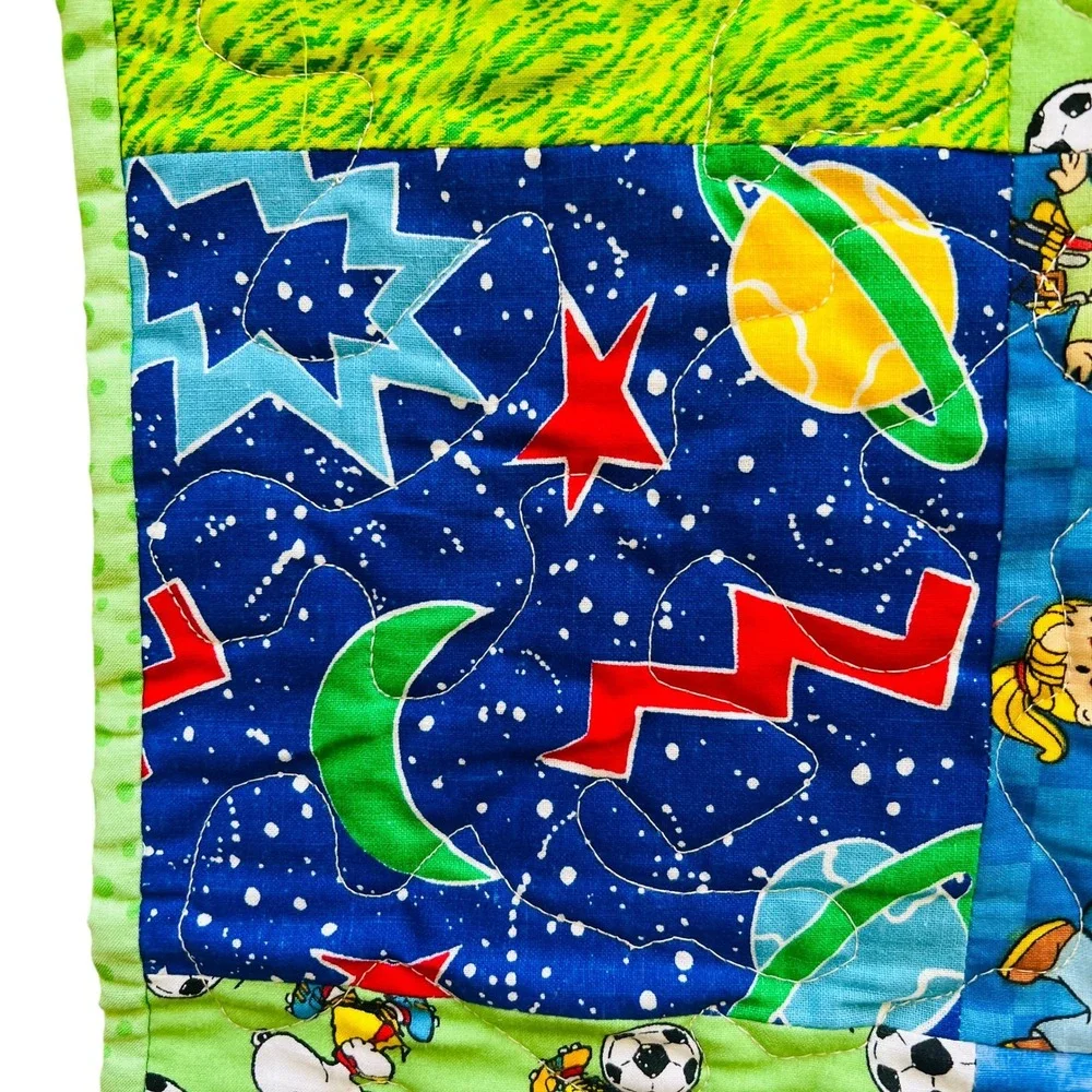 Handmade Patchwork Baby Quilt Snoopy Bob‎ Builder Dinosaur Space Blanket Novelty